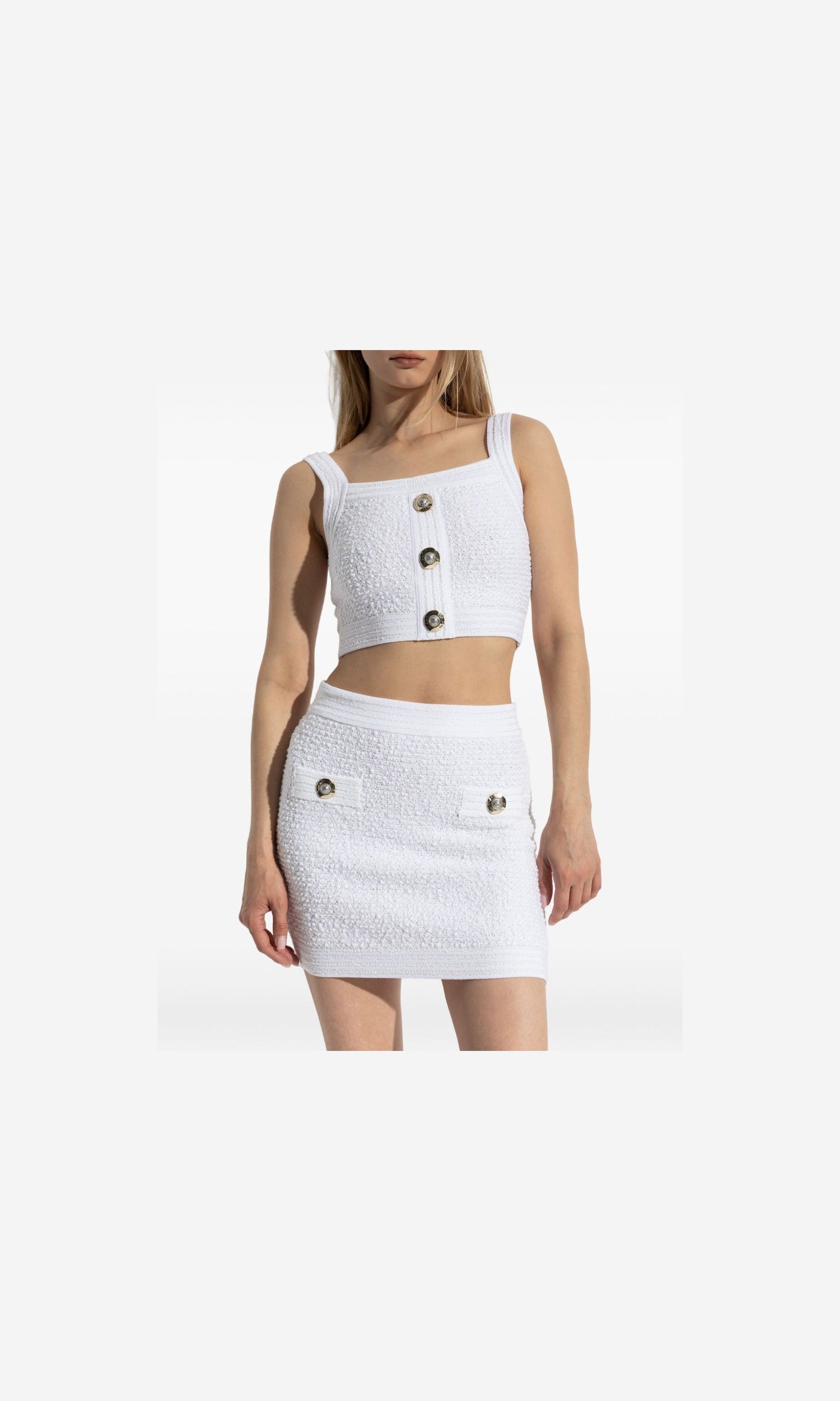 Balmain Tweed Crop Top Glam Steals