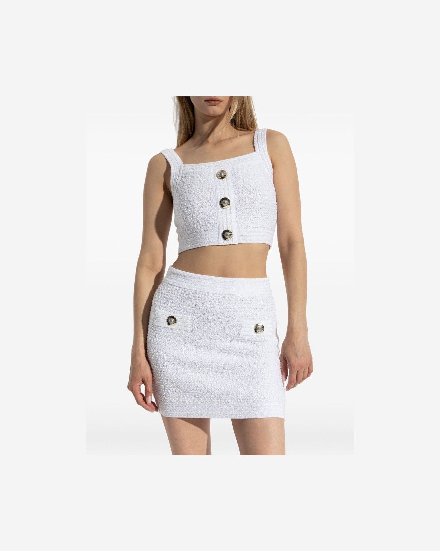 Balmain Tweed Crop Top Glam Steals
