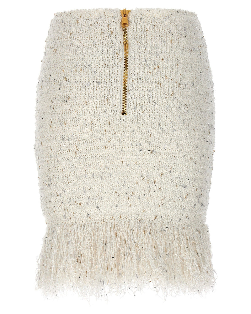 Balmain Tweed Fringed Skirt Glam Steals