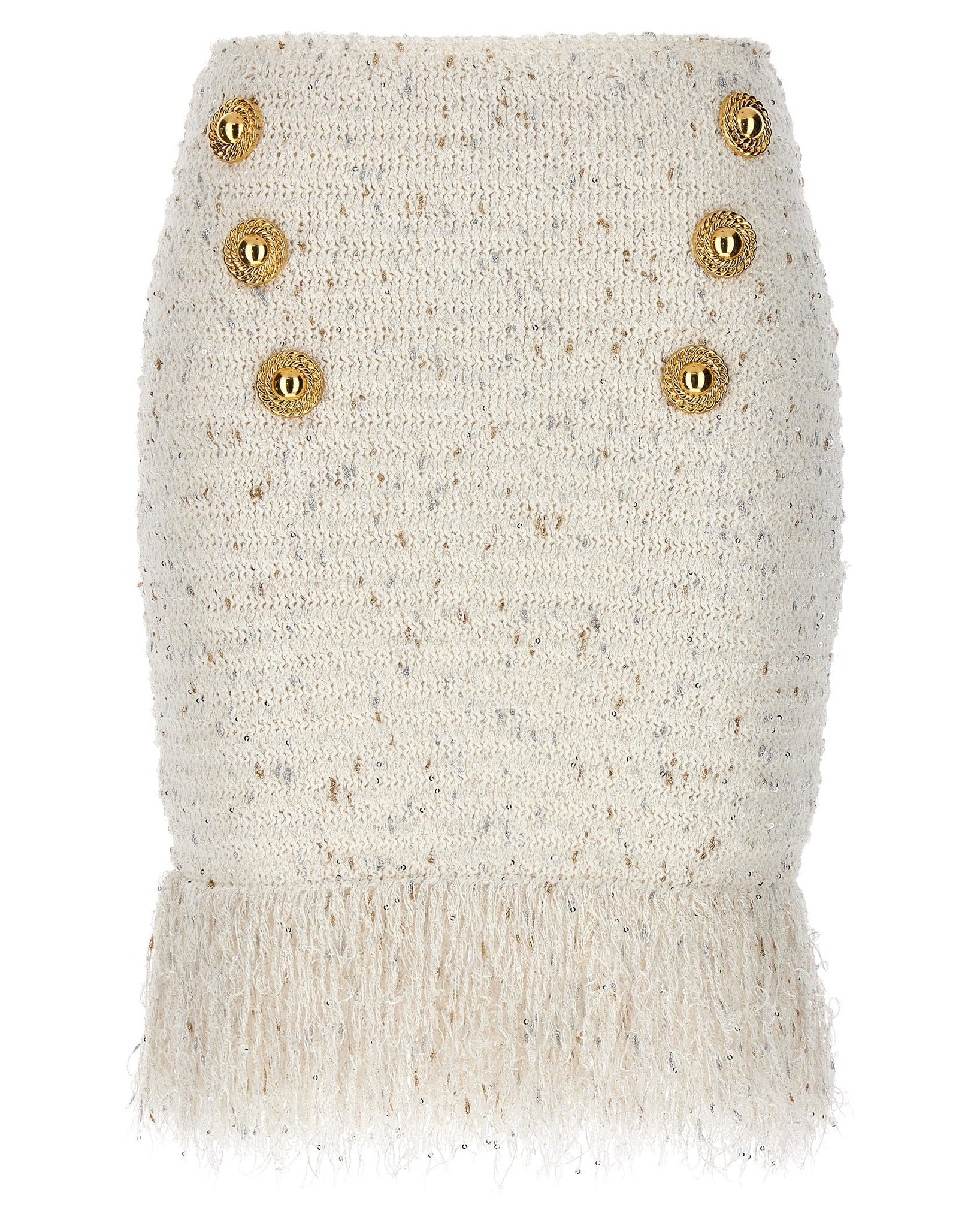 Balmain Tweed Fringed Skirt Glam Steals