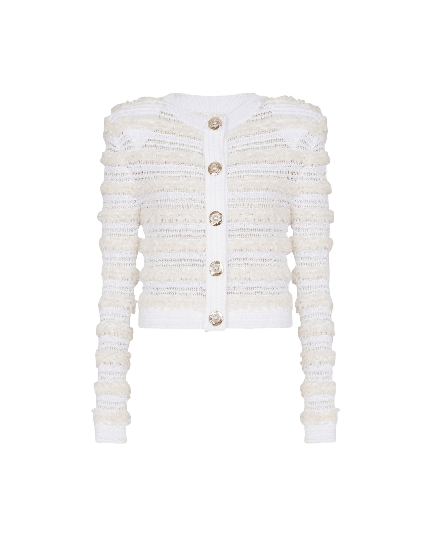 Balmain Tweed Long Sleeved Effect Knit Cardigan Glam Steals