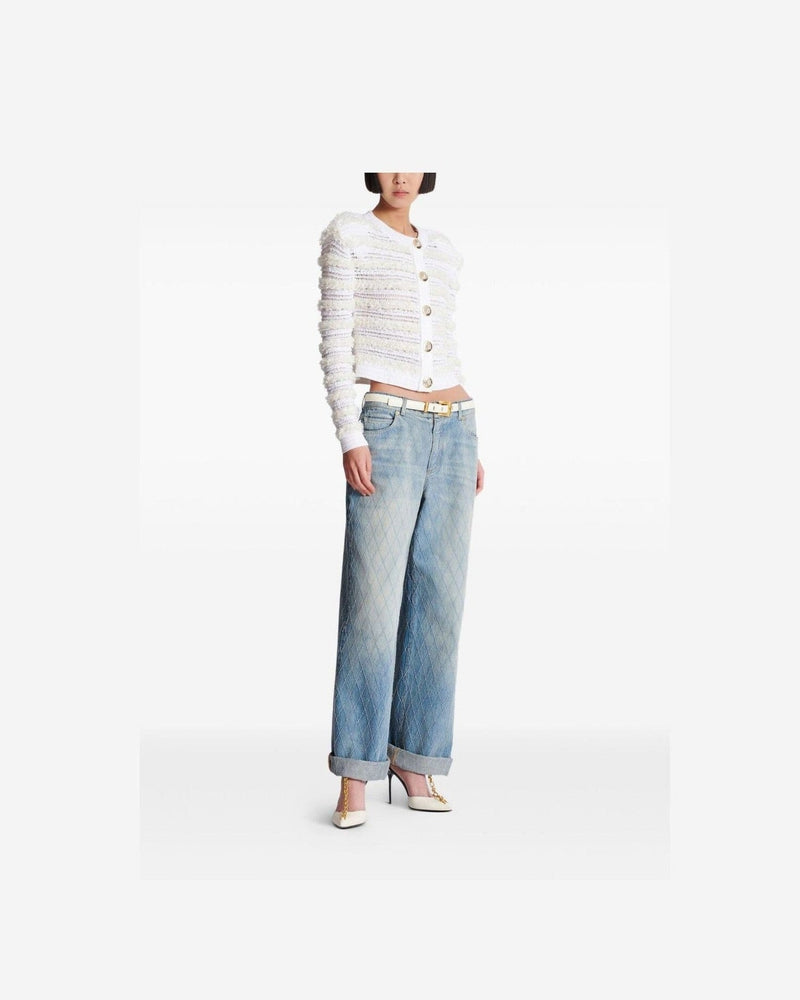 Balmain Tweed Long Sleeved Effect Knit Cardigan Glam Steals