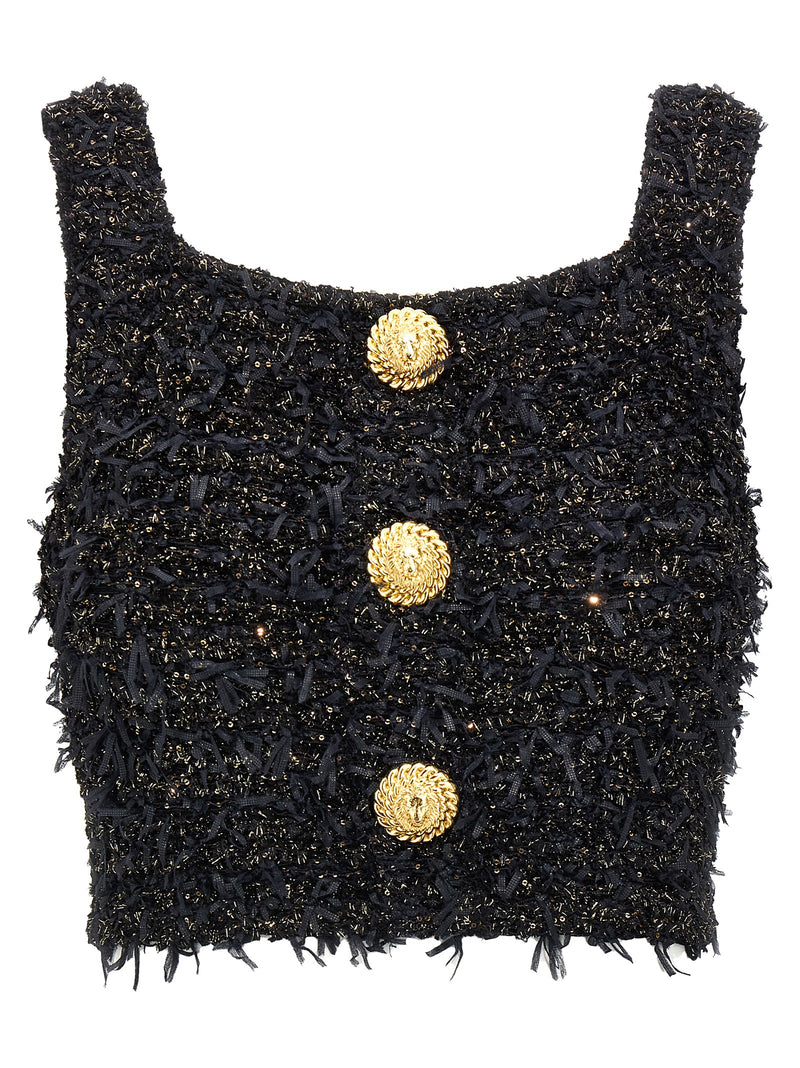 Balmain Tweed Lurex Top Glam Steals
