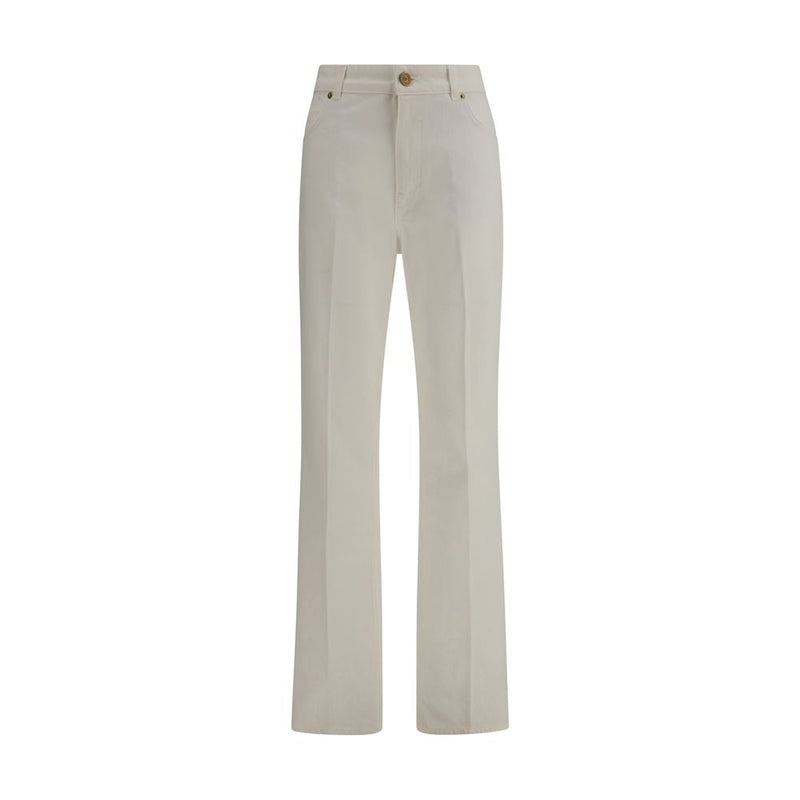 Balmain White Cotton Straight Leg Jeans Glam Steals