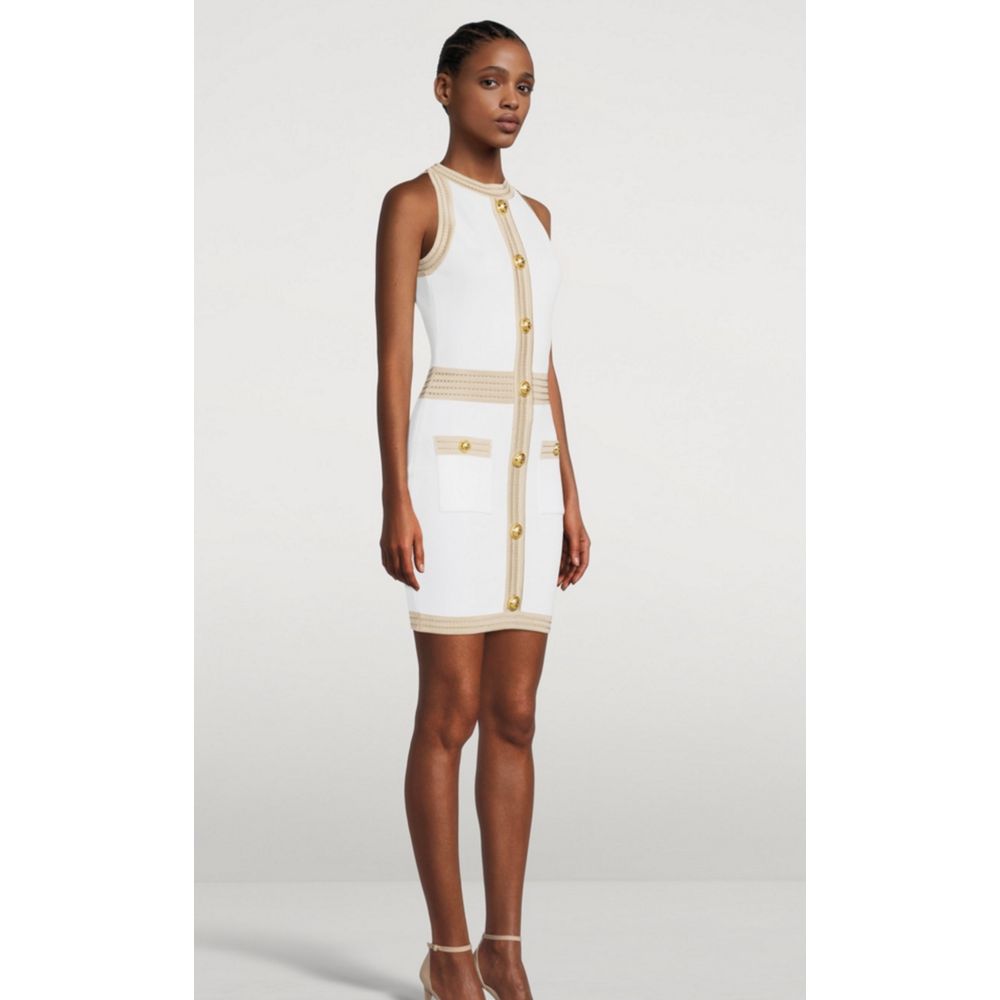 Balmain White Viscose Dress Glam Steals