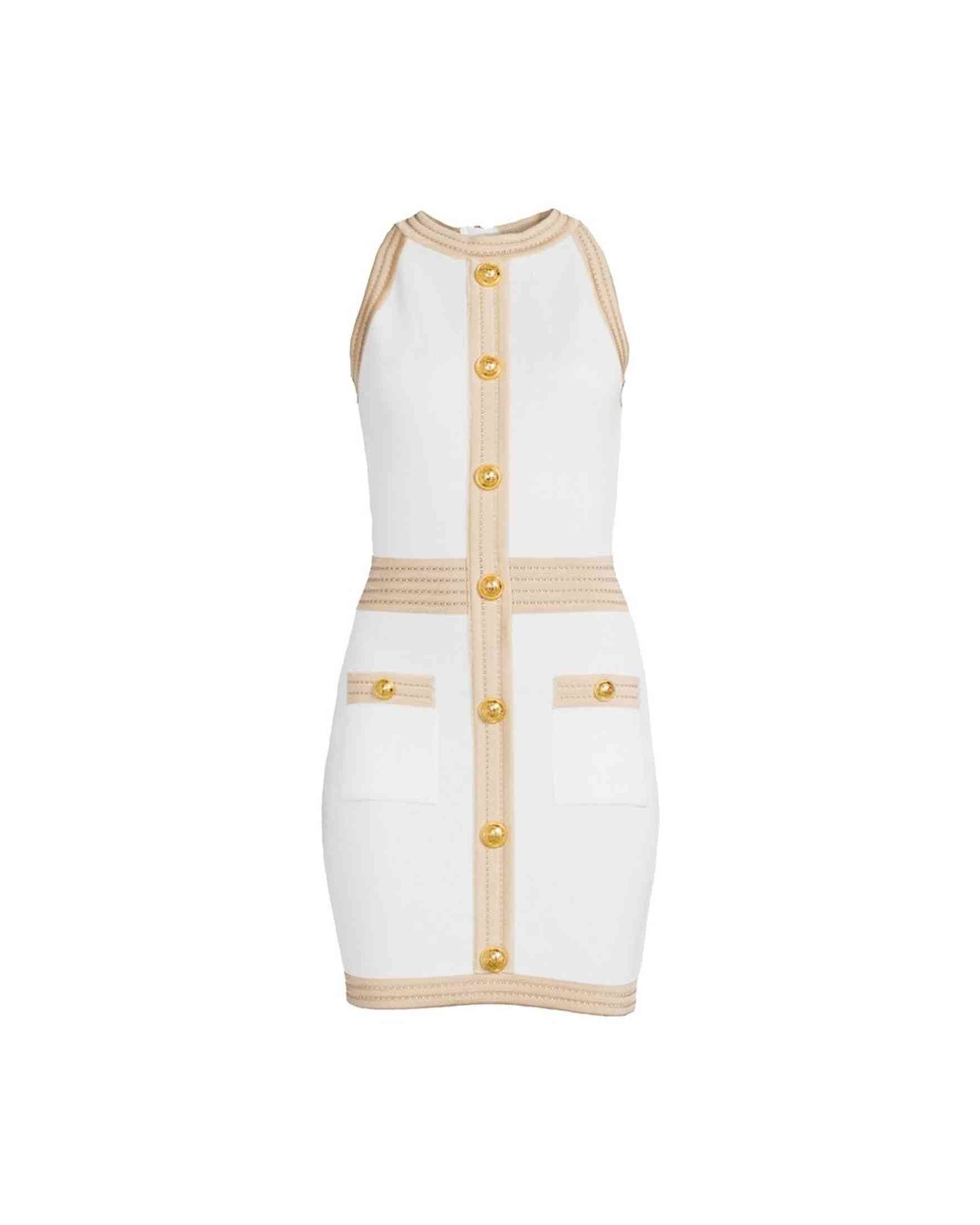 Balmain White Viscose Dress Glam Steals