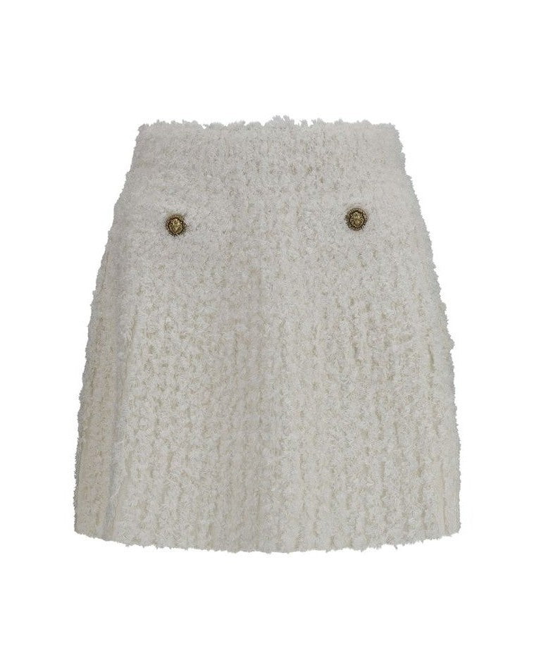 Balmain White Viscose Mini Skirt Glam Steals