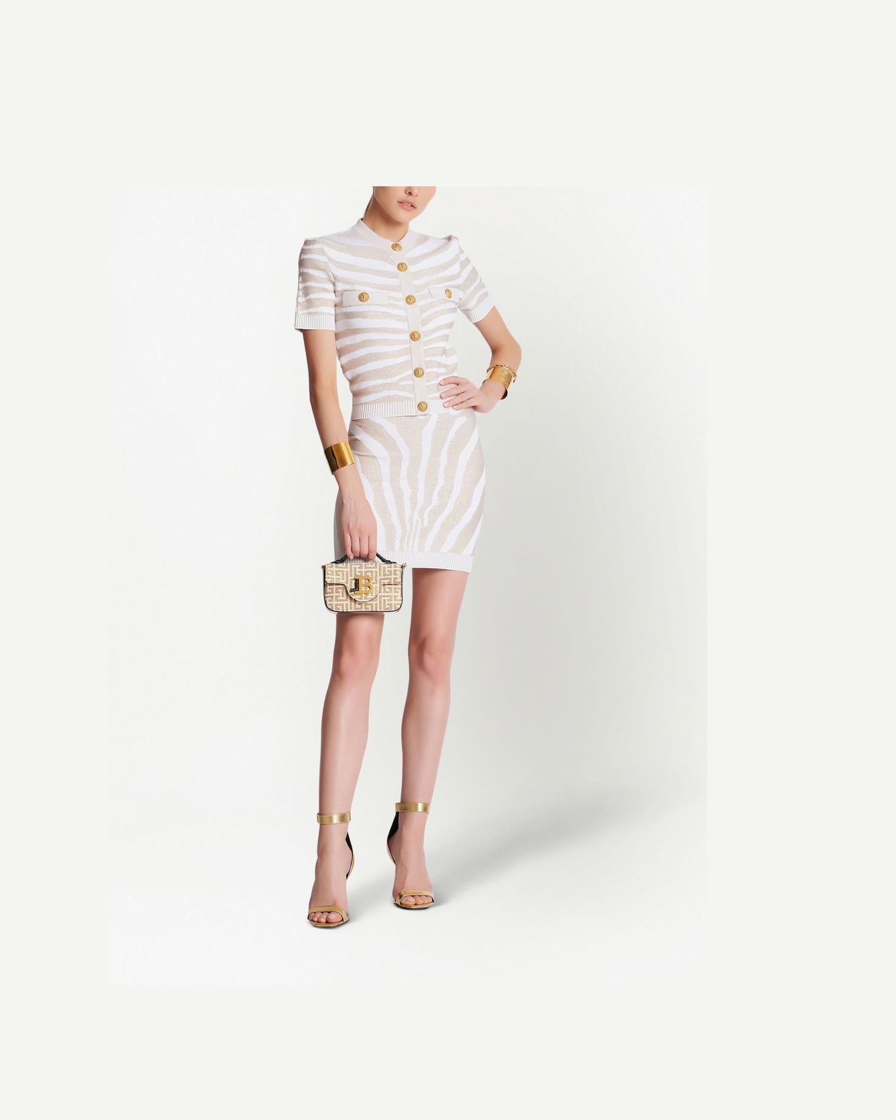 Balmain Zebra Knit Short Skirt Glam Steals