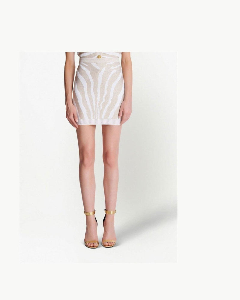 Balmain Zebra Knit Short Skirt Glam Steals