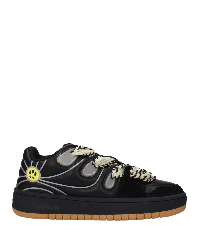 Barrow Black Leather Low Top Sneakers Glam Steals