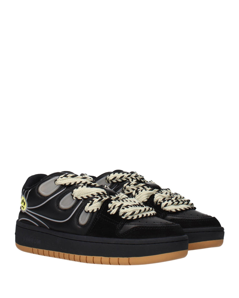 Barrow Black Leather Low Top Sneakers Glam Steals