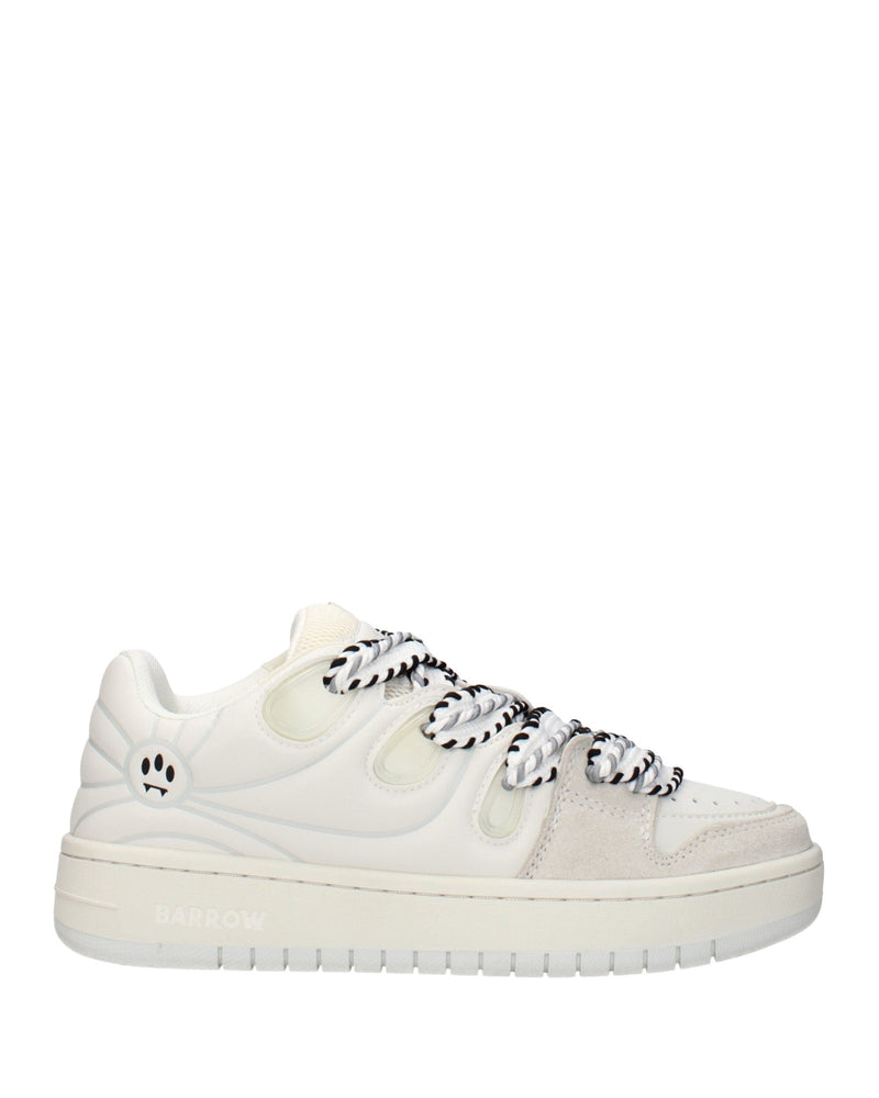 Barrow White Leather Low Top Sneakers Glam Steals