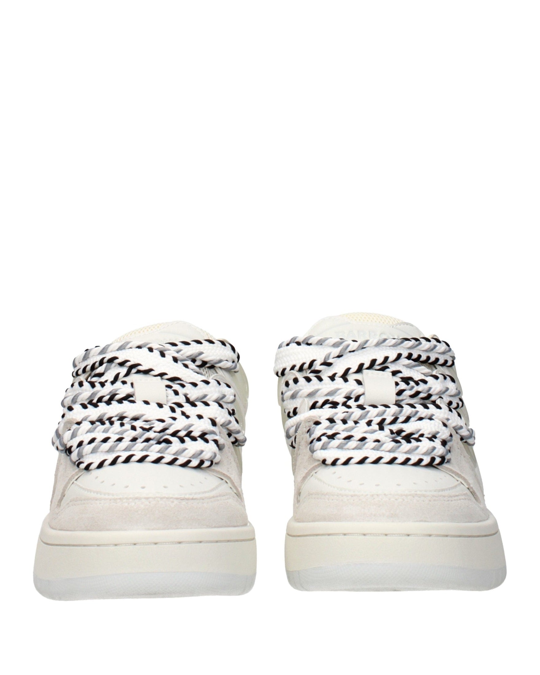 Barrow White Leather Low Top Sneakers Glam Steals