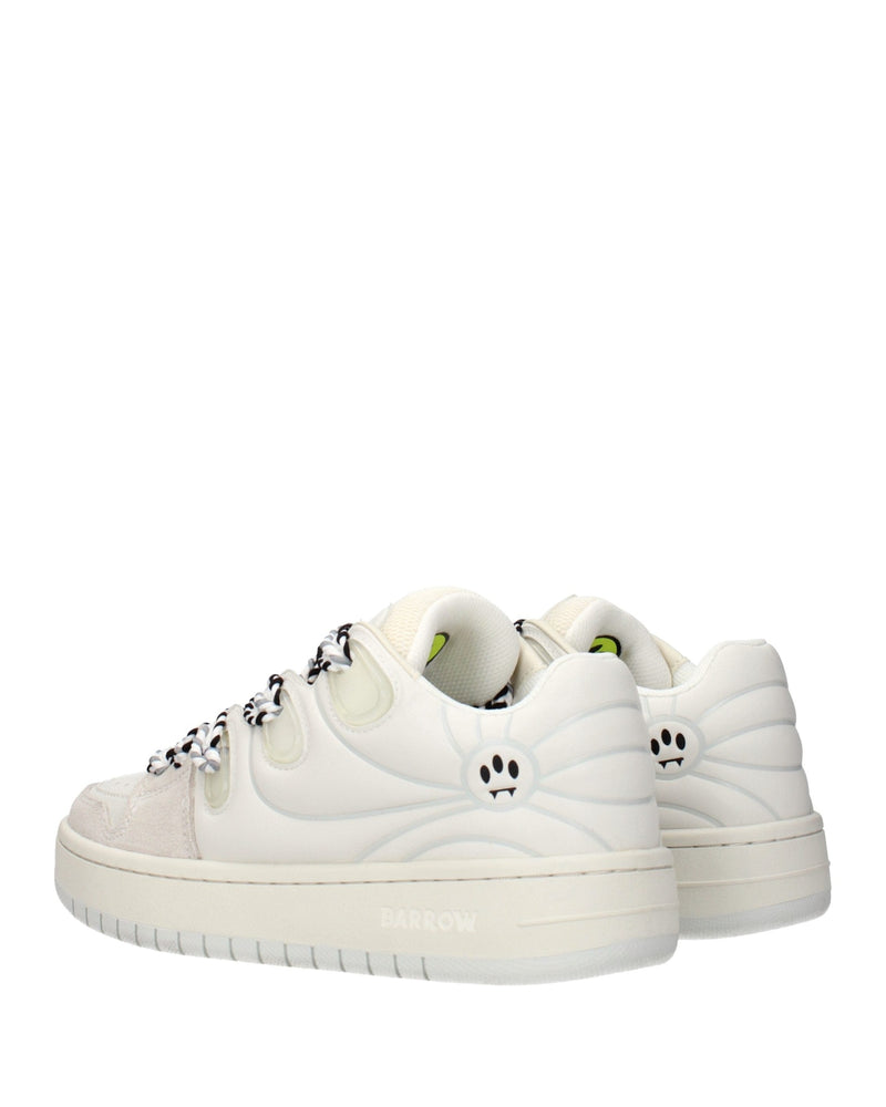 Barrow White Leather Low Top Sneakers Glam Steals