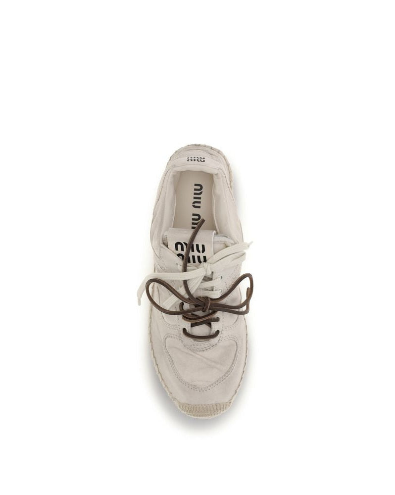 Beige Cotton Platform Sneakers Glam Steals