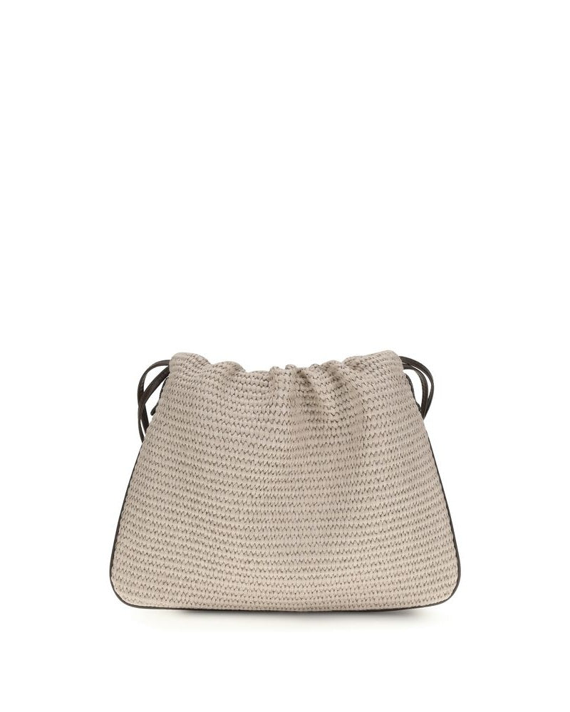 Beige Cotton Shoulder Bag Glam Steals
