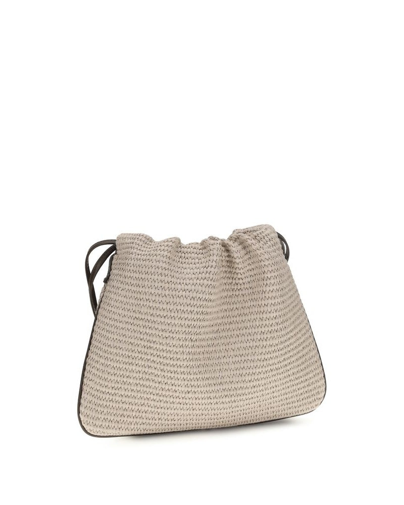 Beige Cotton Shoulder Bag Glam Steals