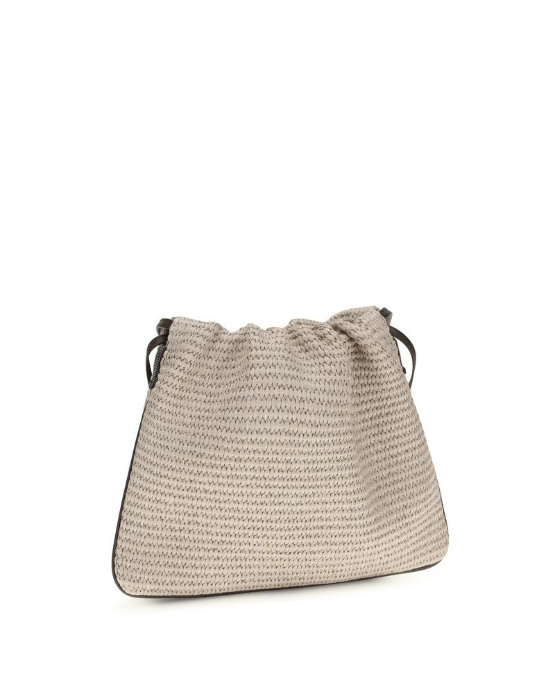Beige Cotton Shoulder Bag Glam Steals