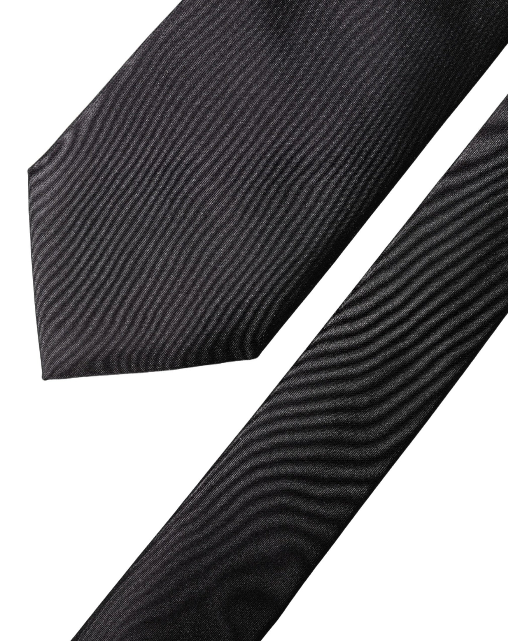 Dolce & Gabbana Black Satin 100% Silk Adjustable Tied Necktie Tie Glam Steals