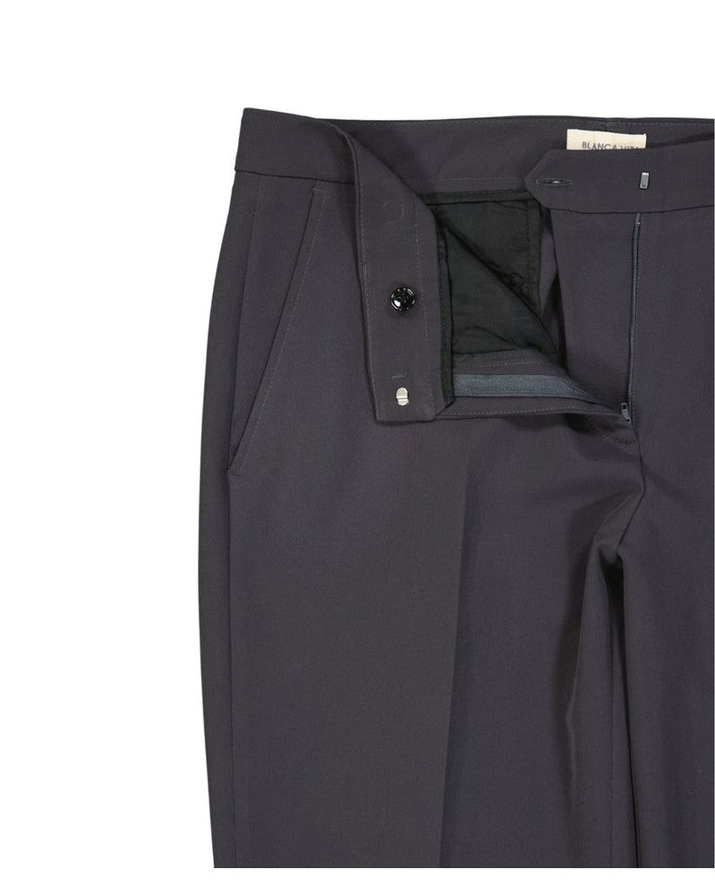 Blanca Vita Gray Elastane Cropped Pant Trousers