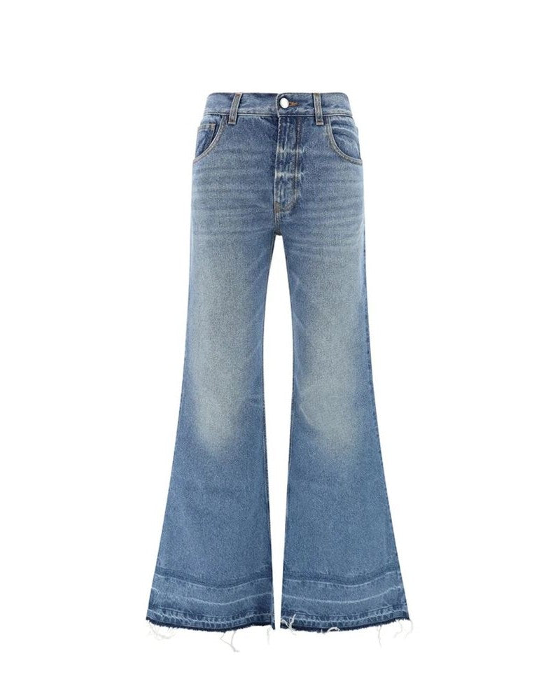 Blue Cotton Bootcut Jeans