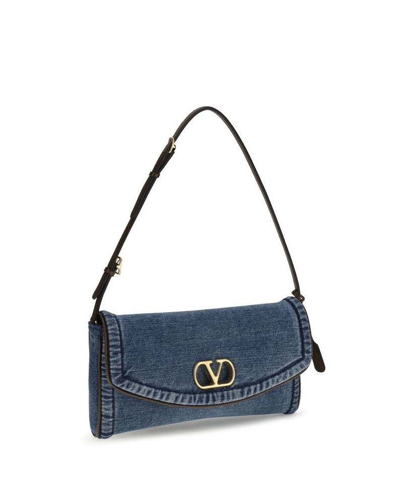Valentino Garavani Blue Cotton Shoulder Bag Glam Steals