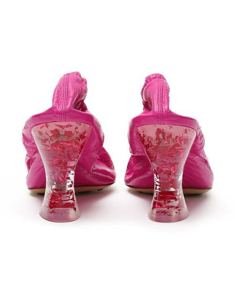 Bottega Veneta Fuchsia Leather Slippers 