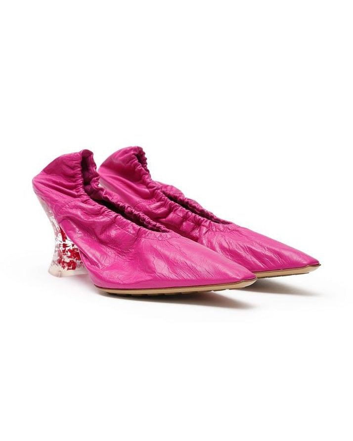 Bottega Veneta Fuchsia Leather Slippers 