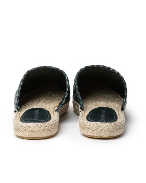 Bottega Veneta Green Leather Espadrille Flats