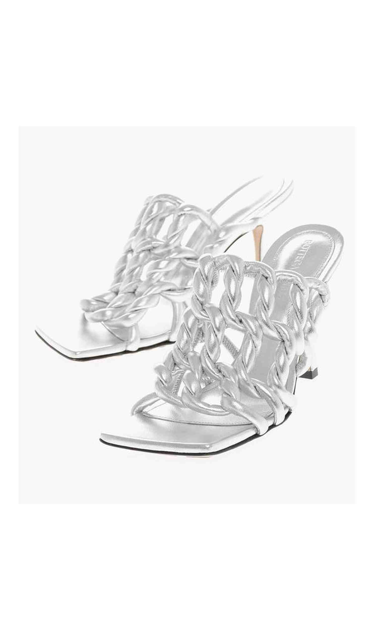 Bottega Veneta Leather Silver Sandal Glam Steals