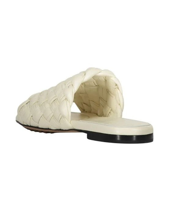 Bottega Veneta White Leather Lamb Mules 