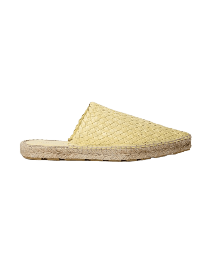 Bottega Veneta Yellow Leather Espadrille Flats