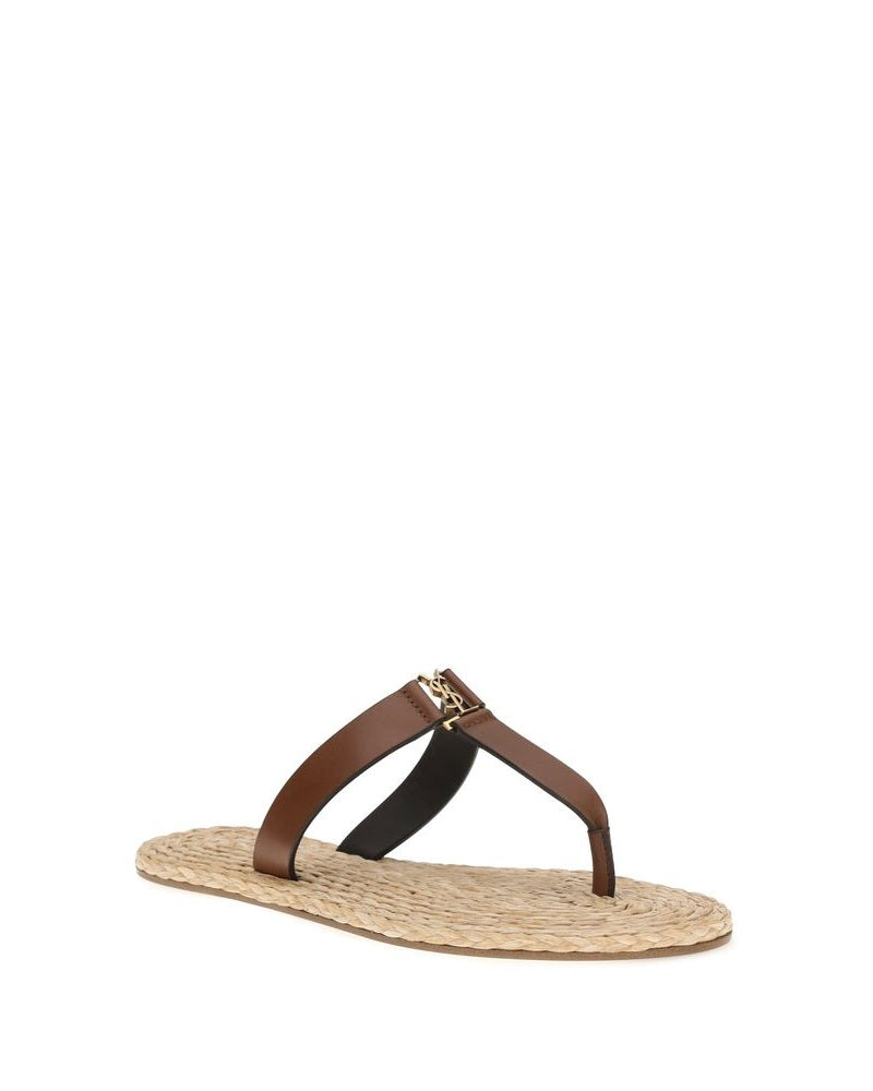 Saint Laurent Brown Flat Sandals Glam Steals