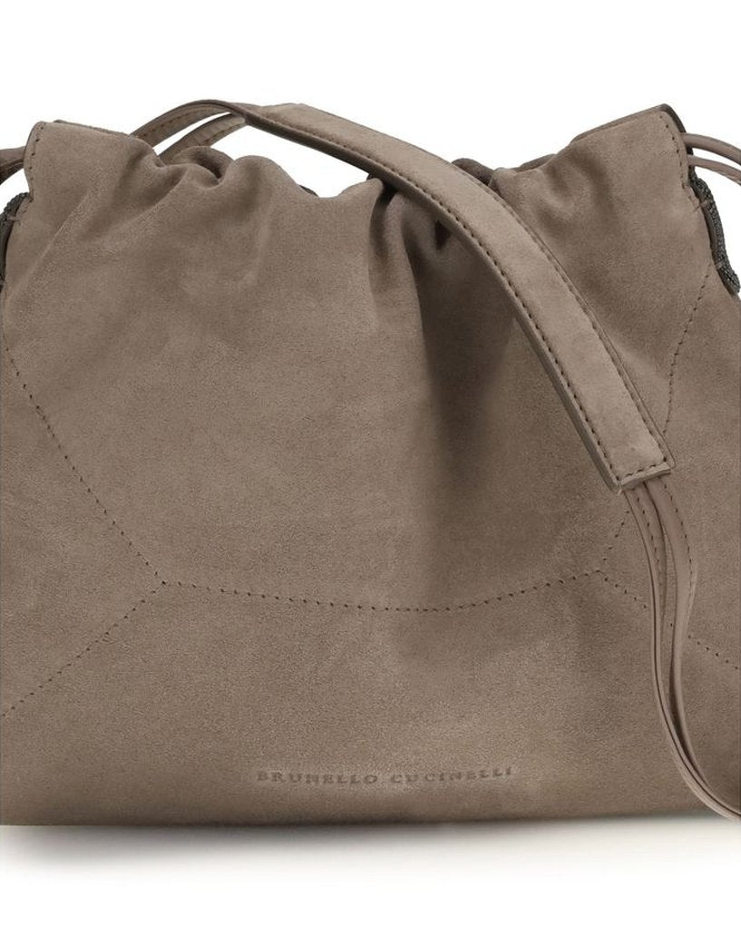 Brunello Cucinelli Beige Calf Leather Bos Taurus Shoulder Bag Glam Steals