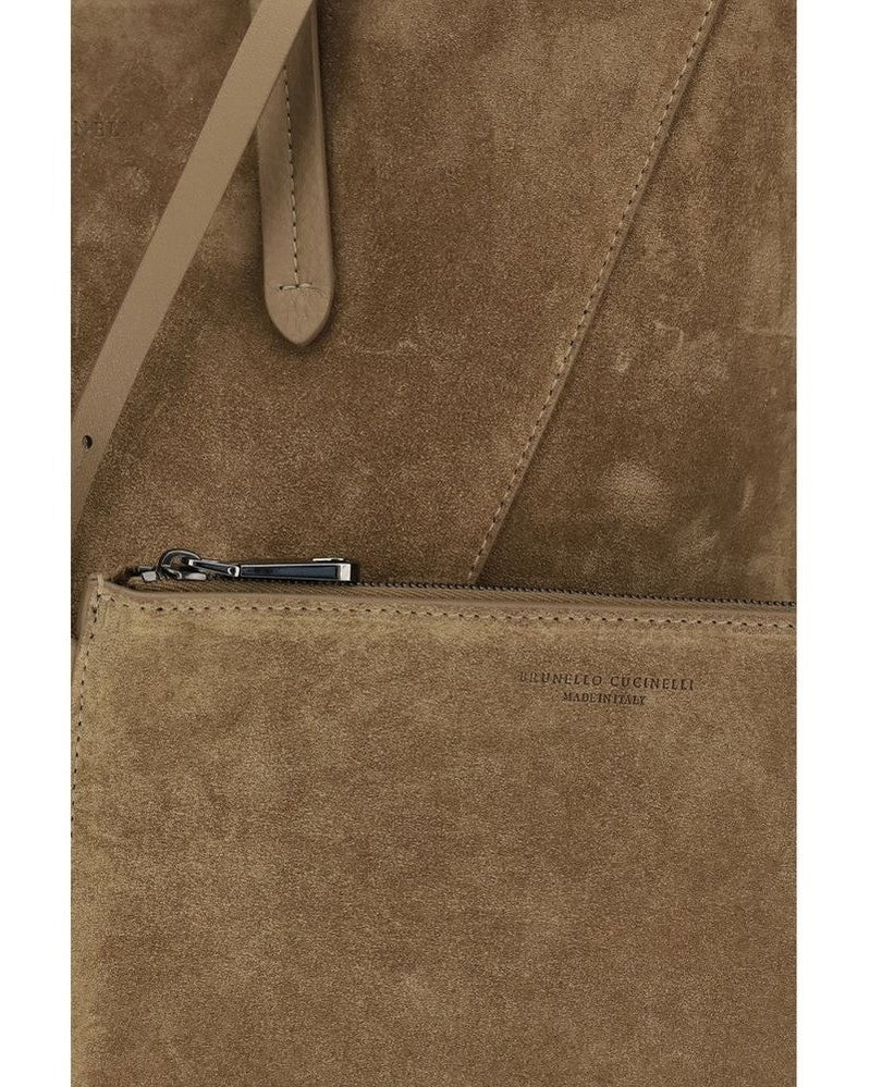 Brunello Cucinelli Beige Calf Leather Bos Taurus Shoulder Bag 