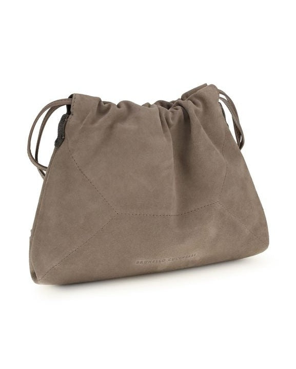 Brunello Cucinelli Beige Calf Leather Bos Taurus Shoulder Bag Glam Steals