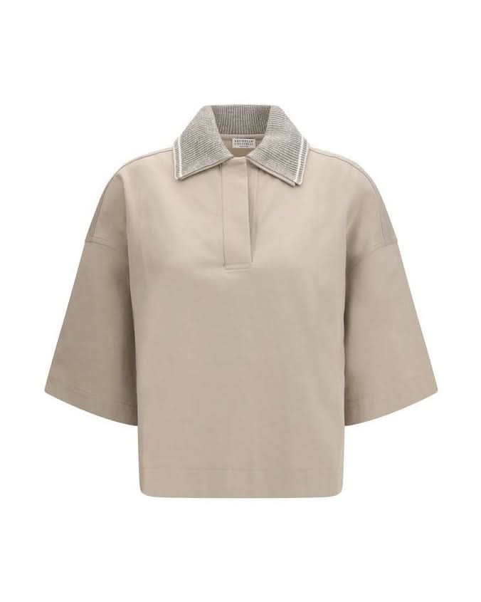 Brunello Cucinelli Beige Cotton Polo Shirt 