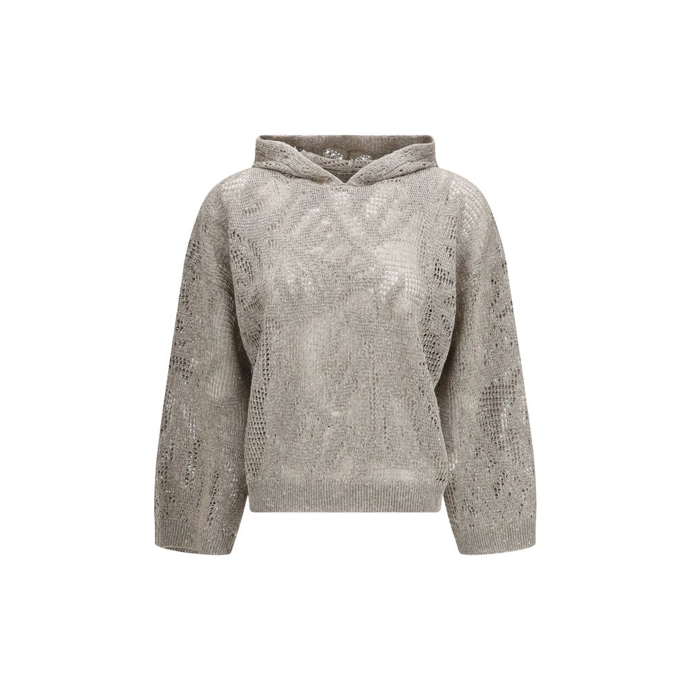 Brunello Cucinelli Beige Linen Hoodie Glam Steals