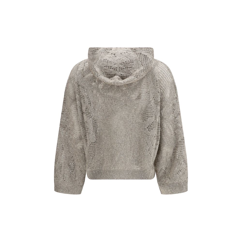 Brunello Cucinelli Beige Linen Hoodie Glam Steals