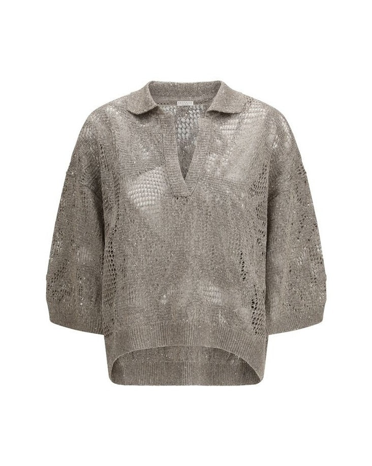 Brunello Cucinelli Beige Linen Polo Shirt Glam Steals