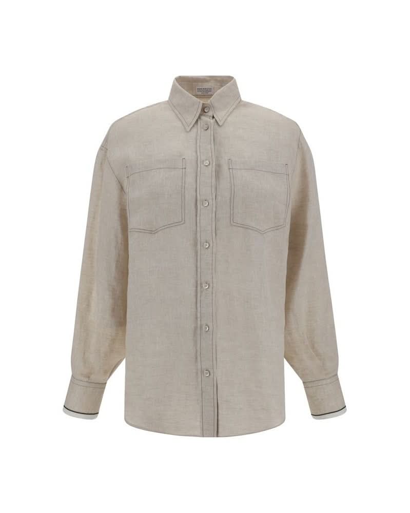 Brunello Cucinelli Beige Linen Shirt Glam Steals