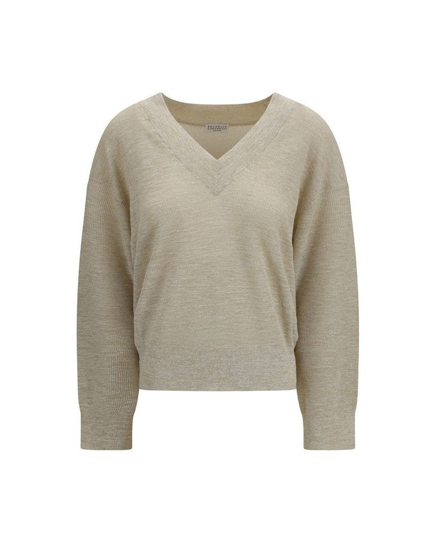Brunello Cucinelli Beige Linen Sweat-shirt Glam Steals
