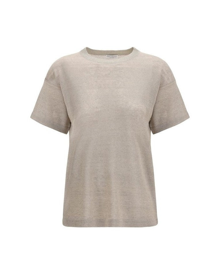 Brunello Cucinelli Beige Linen T-shirt Glam Steals