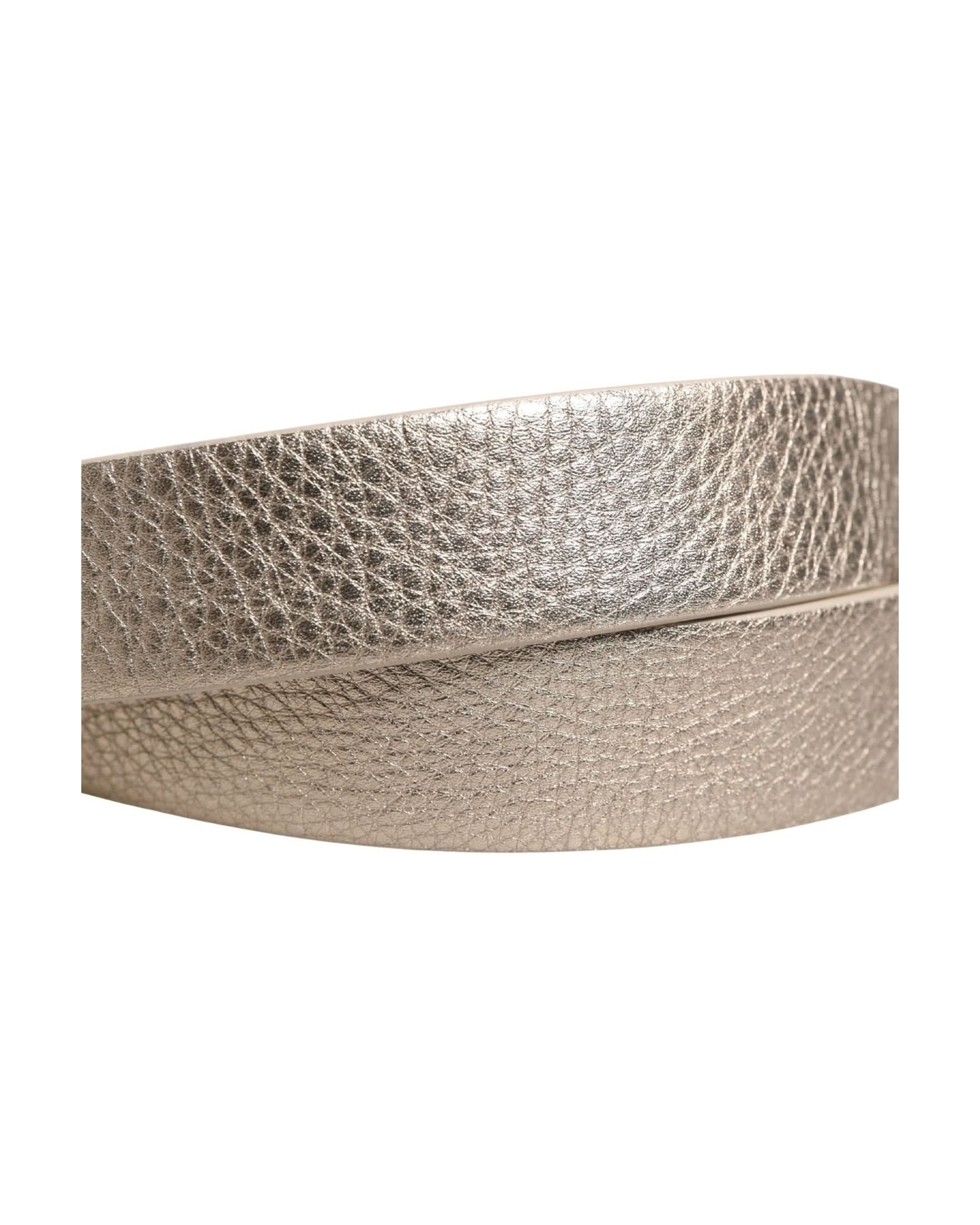 Brunello Cucinelli Beige Metallic Leather Silver Metal Buckle Belt 