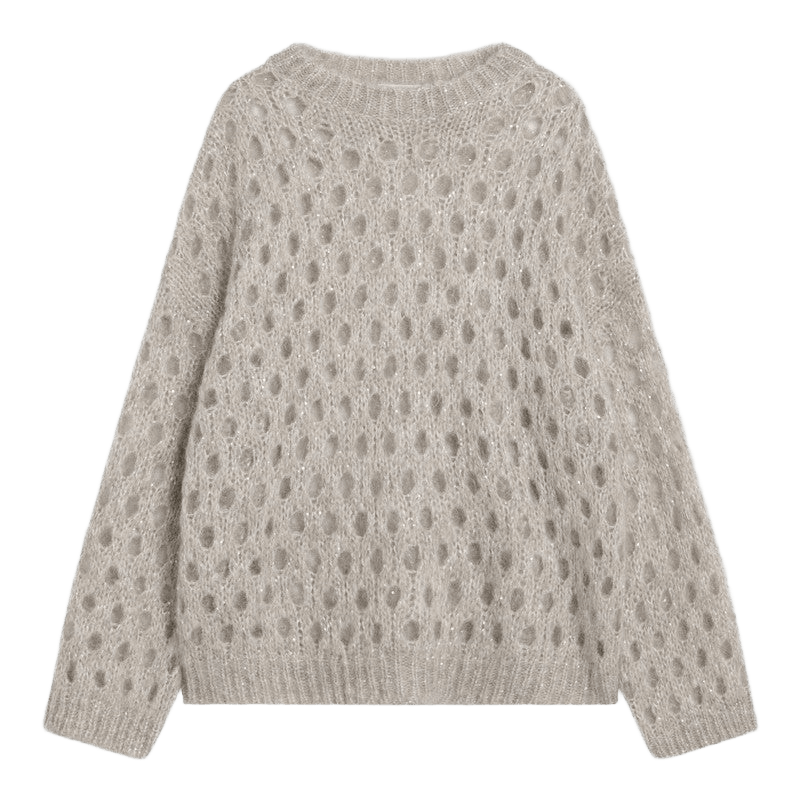 Brunello Cucinelli Beige Openwork Mohair Blend Sweater Glam Steals