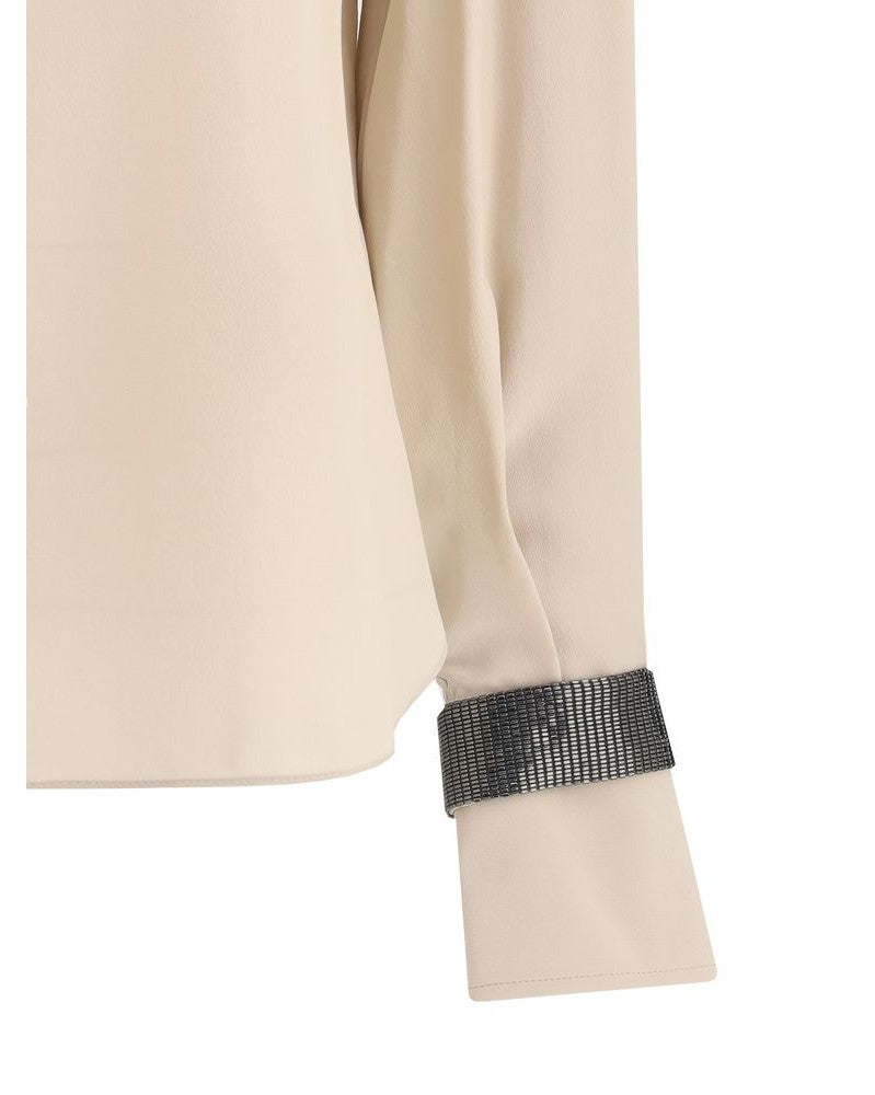 Brunello Cucinelli Beige Silk Blouse Glam Steals