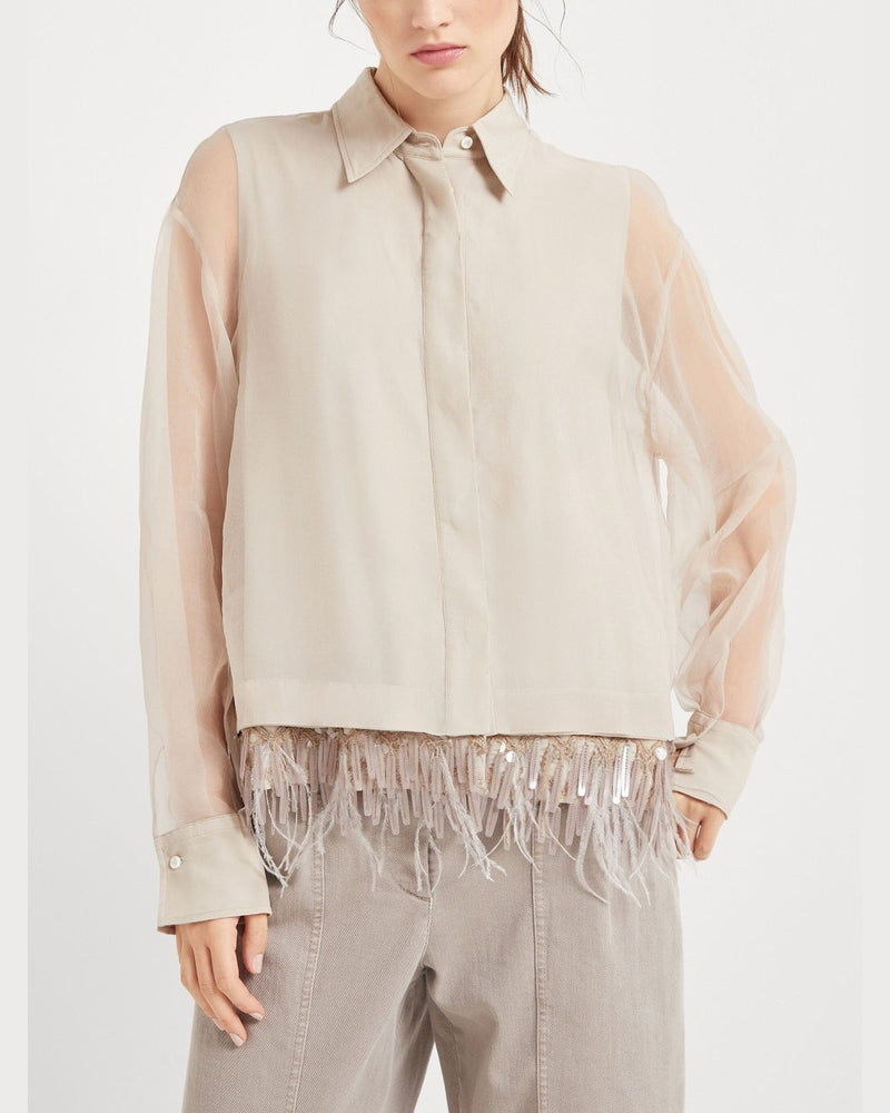 Brunello Cucinelli Beige Silk Shirt Glam Steals