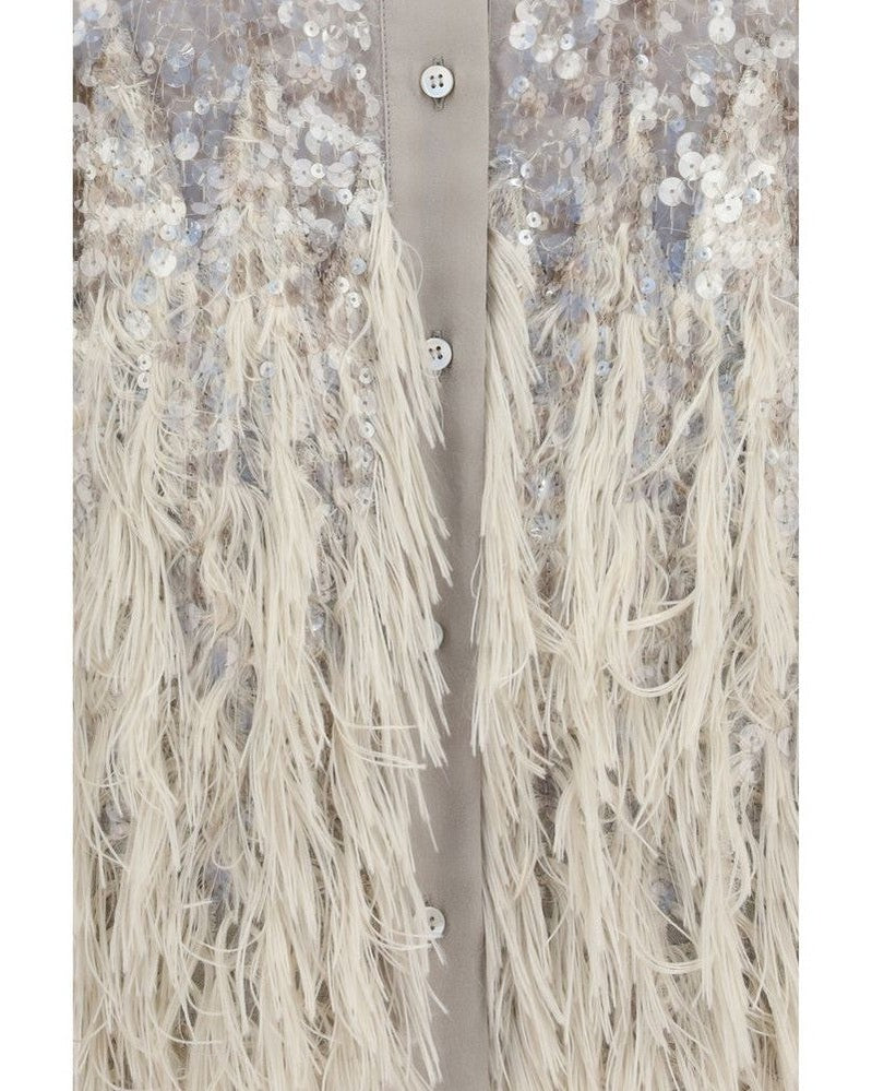 Brunello Cucinelli Beige Silk Shortsleeve Shirt Glam Steals