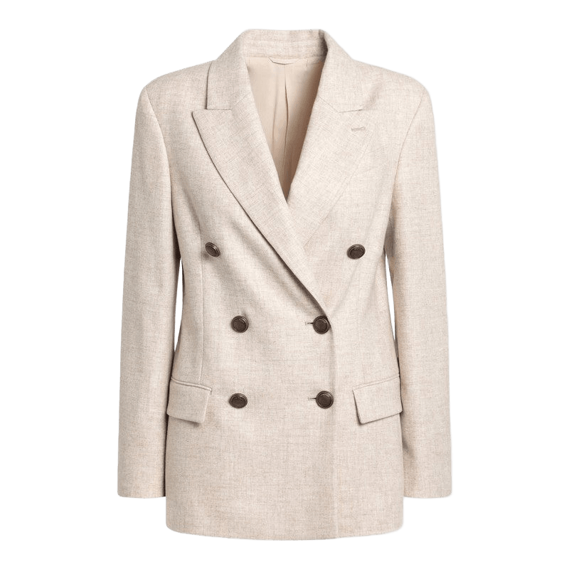 Brunello Cucinelli Beige Wool Double Breasted Jacket in Cashmere Glam Steals