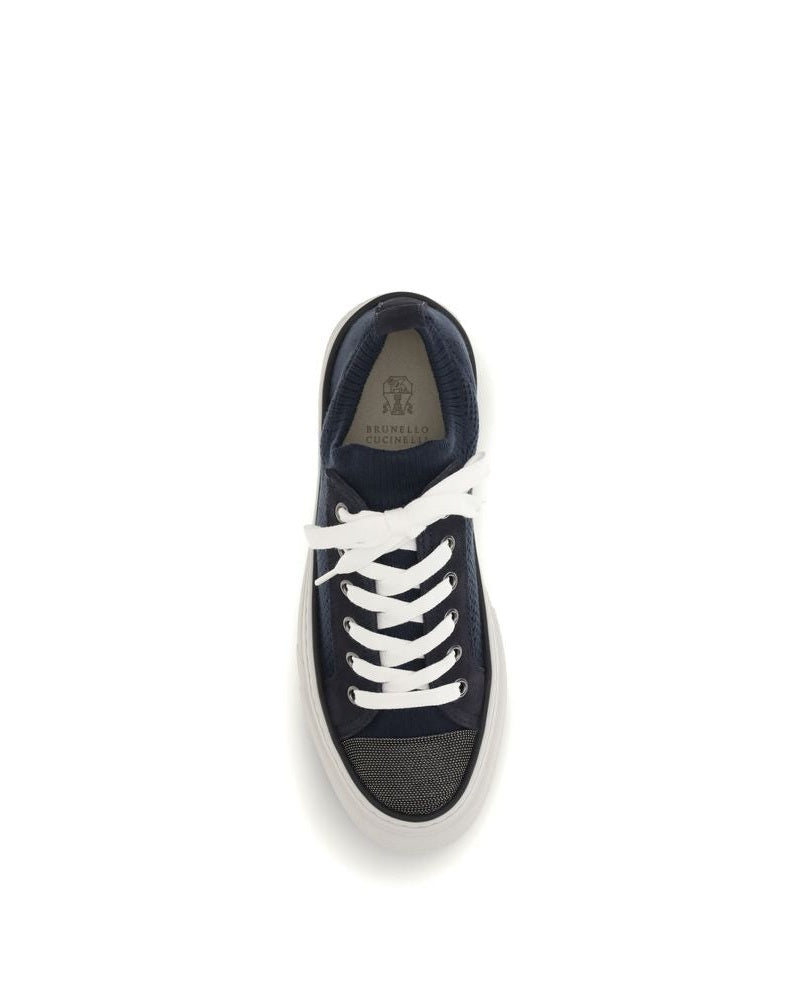 Brunello Cucinelli Black Cotton Low Top Sneakers 